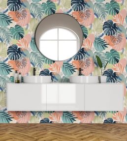 Abstract Jungle Wallpaper by Brand McKenzie Teal Blue