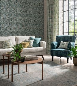 Acanthus Jacquard Fabric by Clarke & Clarke Denim