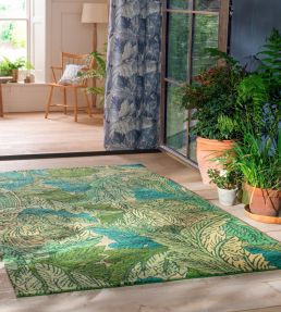 Morris & Co Acanthus Outdoor rug Nettle/Sky Blue 427307140200-US Nettle/Sky Blue