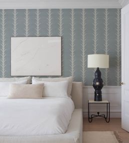 Acanthus Stripe Sisal Wallpaper by Schumacher Chambray