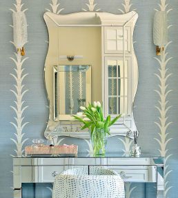 Acanthus Stripe Sisal Wallpaper by Schumacher Chambray