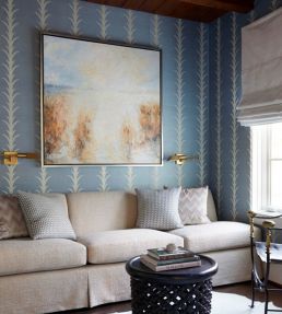 Acanthus Stripe Sisal Wallpaper by Schumacher Chambray