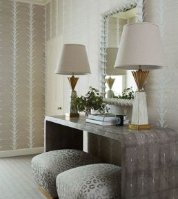Acanthus Stripe Sisal Wallpaper by Schumacher Fog & Chalk