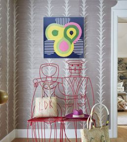 Acanthus Stripe Sisal Wallpaper by Schumacher Haze