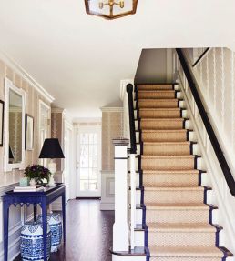 Acanthus Stripe Sisal Wallpaper by Schumacher Haze