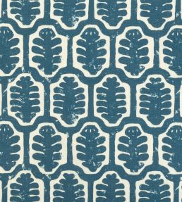 Adinkra Fabric by Volga Linen Prussian Blue/Oyster