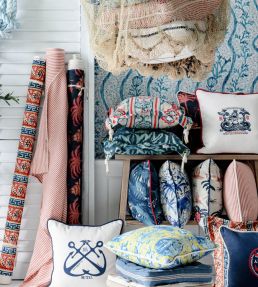 Aegean Fabric by MINDTHEGAP Indigo Taupe