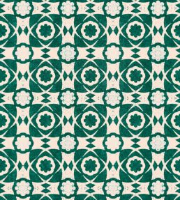 Aegean Tiles Wallpaper by MINDTHEGAP Ultramarine Green