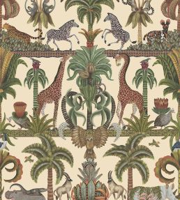 Afrika Kingdom Wallpaper by Cole & Son Olive Green & Spring Green on Cream