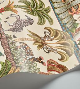 Afrika Kingdom Wallpaper by Cole & Son Olive Green & Spring Green on Cream