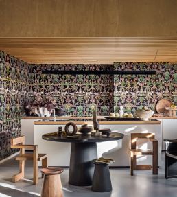 Afrika Kingdom Wallpaper by Cole & Son Olive Green & Spring Green on Black