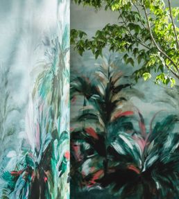Alberi Mural by Clarke & Clarke Teal/Fuchsia Banner