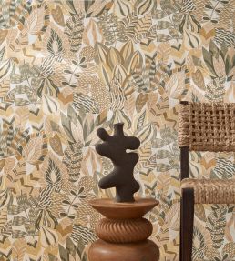Alfabia Wallpaper by Casamance Kaki/Vanille
