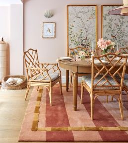 Layered Alice Crawley Bamboo Stripe rug Terracotta ACSTTE180270 Terracotta