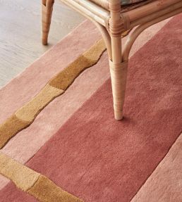 Layered Alice Crawley Bamboo Stripe rug Terracotta ACSTTE180270 Terracotta