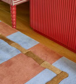 Layered Alice Crawley Bamboo Stripe rug Zen Blue ACSTBR180270 Zen Blue