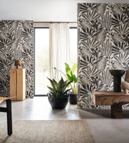 Aloe Wallpaper by Casamance Noir/Grege