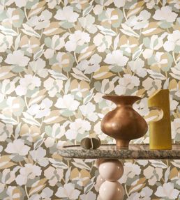 Amaryllis Wallpaper by Casamance Noir/Dore