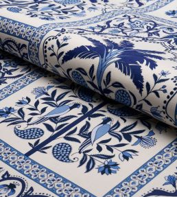 Amazonas Mystique Fabric by Schumacher Tropical Shades Of Blue