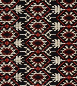Andean Tribute Embroidery Fabric by Schumacher Ruby Midnight Shadows
