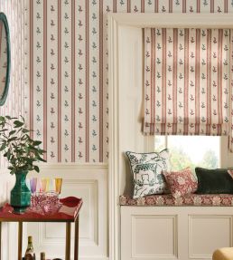 Anduze Fabric by Nina Campbell Red/Teal