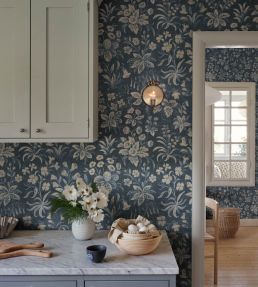 Ania Wallpaper by Sandberg Midnight Blue