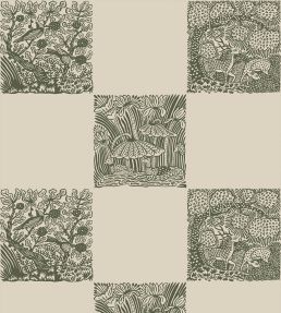 Animal Check Wallpaper by Josephine Munsey Chaingate Green/Edge Sand
