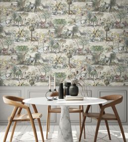 Animal Islands Wallpaper by Brand McKenzie Bamboo Green