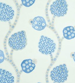 Annabel Warp Print Wallpaper by Schumacher Blue
