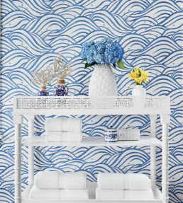 Waves Wallpaper by Anna French Fuchsia