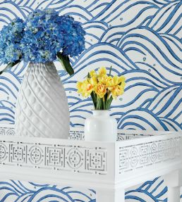 Waves Wallpaper by Anna French Fuchsia