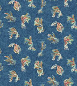 Aquaria Fabric by Osborne & Little Indigo/Coral