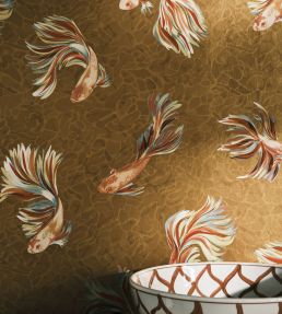 Aquaria Metallic Wallpaper by Osborne & Little Metallic Gold