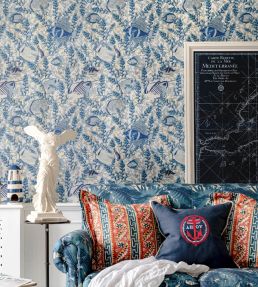 Aquarium Wallpaper by MINDTHEGAP Indigo Taupe