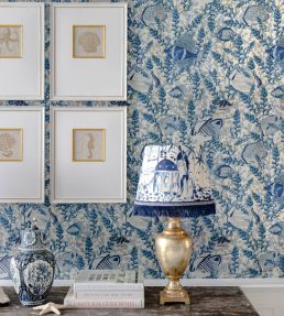Aquarium Wallpaper by MINDTHEGAP Indigo Taupe