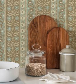 Arber Stripe Wallpaper by Josephine Munsey Stone and Aqua