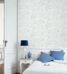 Arbre Wallpaper by Casadeco Taupe / Bleu Doux