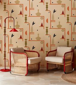 Archaeological Forms Wallpaper by Tres Tintas Beige