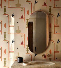 Archaeological Forms Wallpaper by Tres Tintas Beige
