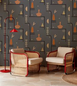 Archaeological Forms Wallpaper by Tres Tintas Blue