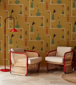 Archaeological Forms Wallpaper by Tres Tintas Ocher