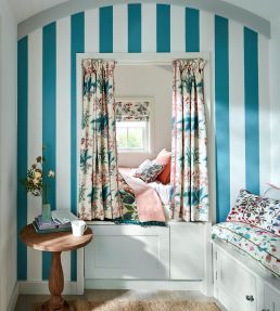 Aril's Garden Fabric by Sanderson Indigo/Red