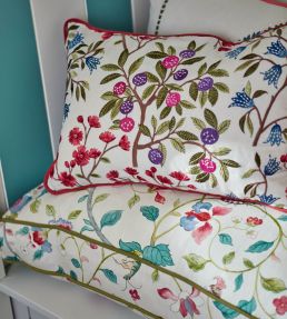 Aril's Garden Fabric by Sanderson Indigo/Red