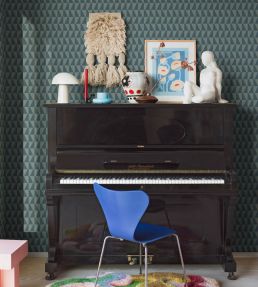 Trapez Wallpaper by Borastapeter Dusk Green
