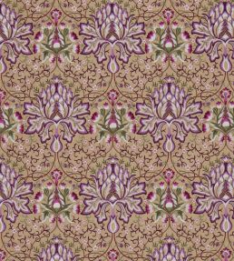 Artichoke Embroidery Fabric by Morris & Co Aubergine/Gold
