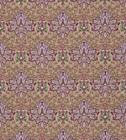 Artichoke Embroidery Fabric by Morris & Co Aubergine/Gold