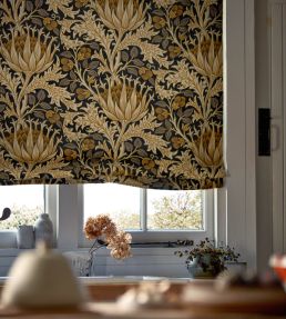 Artichoke Velvet Fabric by Morris & Co Midnight/Pearwood
