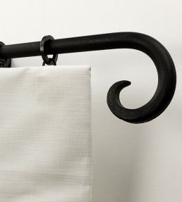 Wrought Iron 16mm Metal Pole Black, Curl finial Black