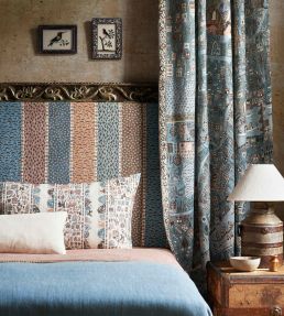 Asha Stripe Fabric by Lewis & Wood Pistachio Rose