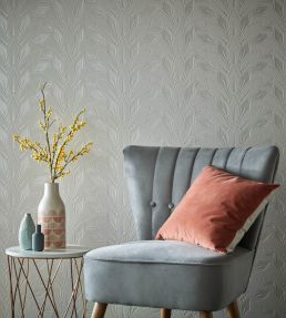 Astoria Flock Wallpaper by 1838 Wallcoverings Ivory